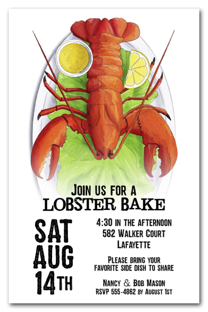 Lobster Seafood Dinner Party Invitations