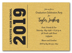 Bold Year Shimmery Gold Graduation Invitations