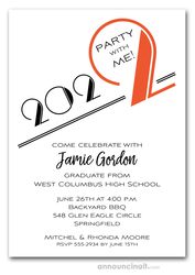 Art Deco Orange Graduation Party Invitations