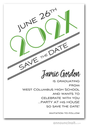 Art Deco Green Graduation Save the Date Cards