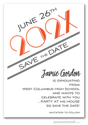 Art Deco Orange Graduation Save the Date Cards