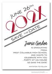 Art Deco Red Graduation Save the Date Cards