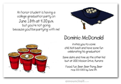 Beer Pong and Hat Graduation Party Invitations