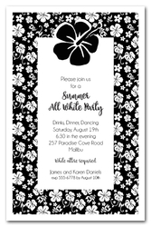 Aloha Black & White Hibiscus Invitations