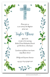 Blue Cross Leaves Buds Communion Invites