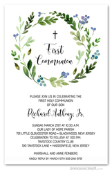 Blue Bud Wreath Communion Invitations