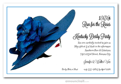 Floral Blue Derby Hat Party Invitations