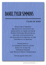 Shimmery Blue Classic Graduation Invitations