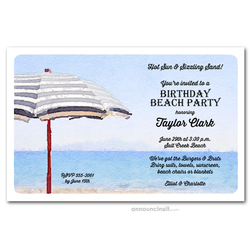 Striped Beach Umbrella Party Invitations