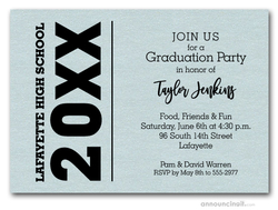 Bold Year Shimmery Aqua Graduation Invitations