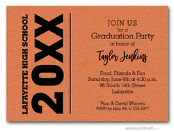 Bold Year Shimmery Orange Graduation Invitations