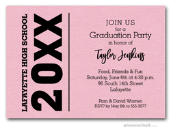 Bold Year Shimmery Pink Graduation Invitations