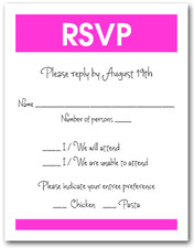 White & Bright Pink RSVP Card #3