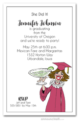 Brunette and Margarita Graduation Invitations