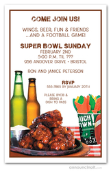 Chicken Wings Super Bowl Invitations