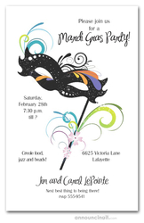 Carnival Black Mask Mardi Gras Invitations