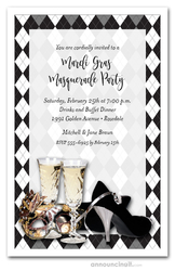 Champagne Revelry Mardi Gras Invitations