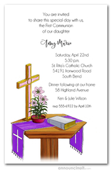 Communion Table Pink Cross Invitations