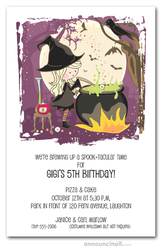 Cute Witch's Cauldron Halloween Invitations