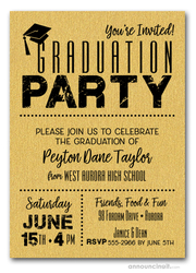 Shimmery Gold Dotted Graduation Invitations