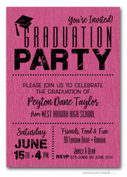 Shimmery Hot Pink Dotted Graduation Invitations