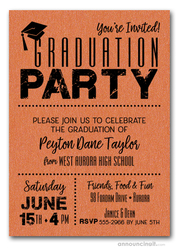 Shimmery Orange Dotted Graduation Invitations