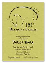 Belmont Stakes Elegant Horse on Shimmery Lime Party Invitations
