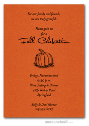 Pumpkin on Shimmery Orange Invitations