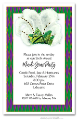 Feathered Crown on Harlequin Mardi Gras Invites