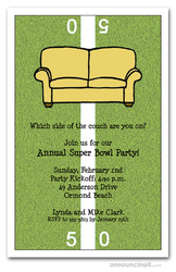 Fifty Yard Line Couch Super Bowl Invitations