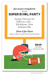 Football - Super Bowl Invitations Red Football Helmet Super Bowl Invitations