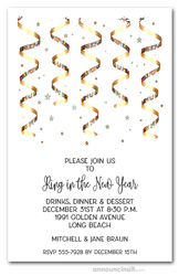 Gold Streamers Party Invitations