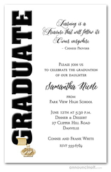 Tassel Charm & Black Graduation Invitations