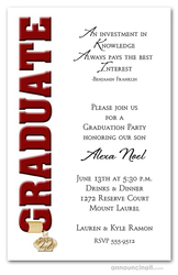 Tassel Charm and Burgundy Graduation Invitations