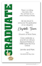 Tassel Charm & Green Graduation Invitations