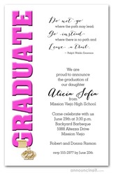 Tassel Charm and Hot Pink Graduation Invites