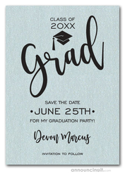 Simple Grad Shimmery Aqua Save the Date Cards