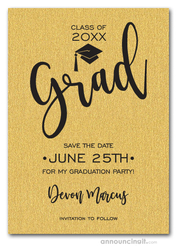 Simple Grad Shimmery Gold Save the Date Cards