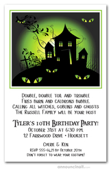 Green Haze Haunted House Halloween Invites