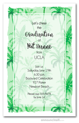 Green Palm Trees Graduation Party Invitations