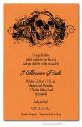 Grunge Skull on Orange Halloween Invites