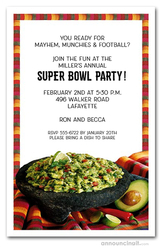 Fiesta Guacamole Super Bowl Invitations