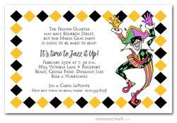 Harlequin Mardi Gras Party Invitations