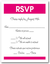 White & Hot Pink RSVP Card #3