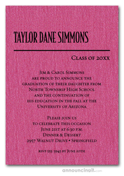 Shimmery Hot Pink Classic Graduation Invites