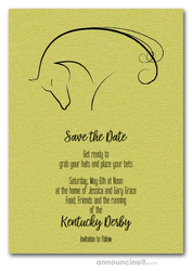 Save the Date Cards Horse on Shimmery Lime Invites