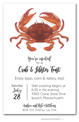 Large Red Crab Seafood Party Invitations