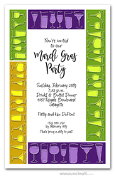 Mardi Gras Drink Blocks Party Invitations