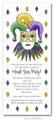 Mardi Gras Mask and Diamonds Invitations