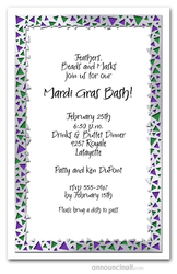 Purple Green Silver Triangles Mardi Gras Invites